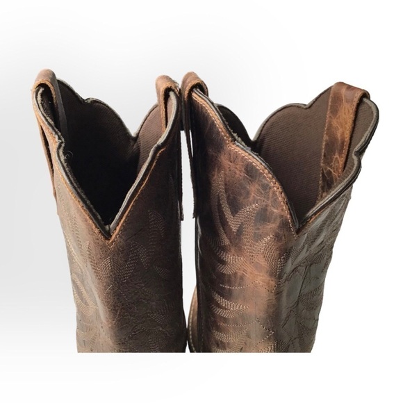 Rawhide Ladies 12” Brown Scalloped Top Western Boots 5151 - Picture 4 of 13